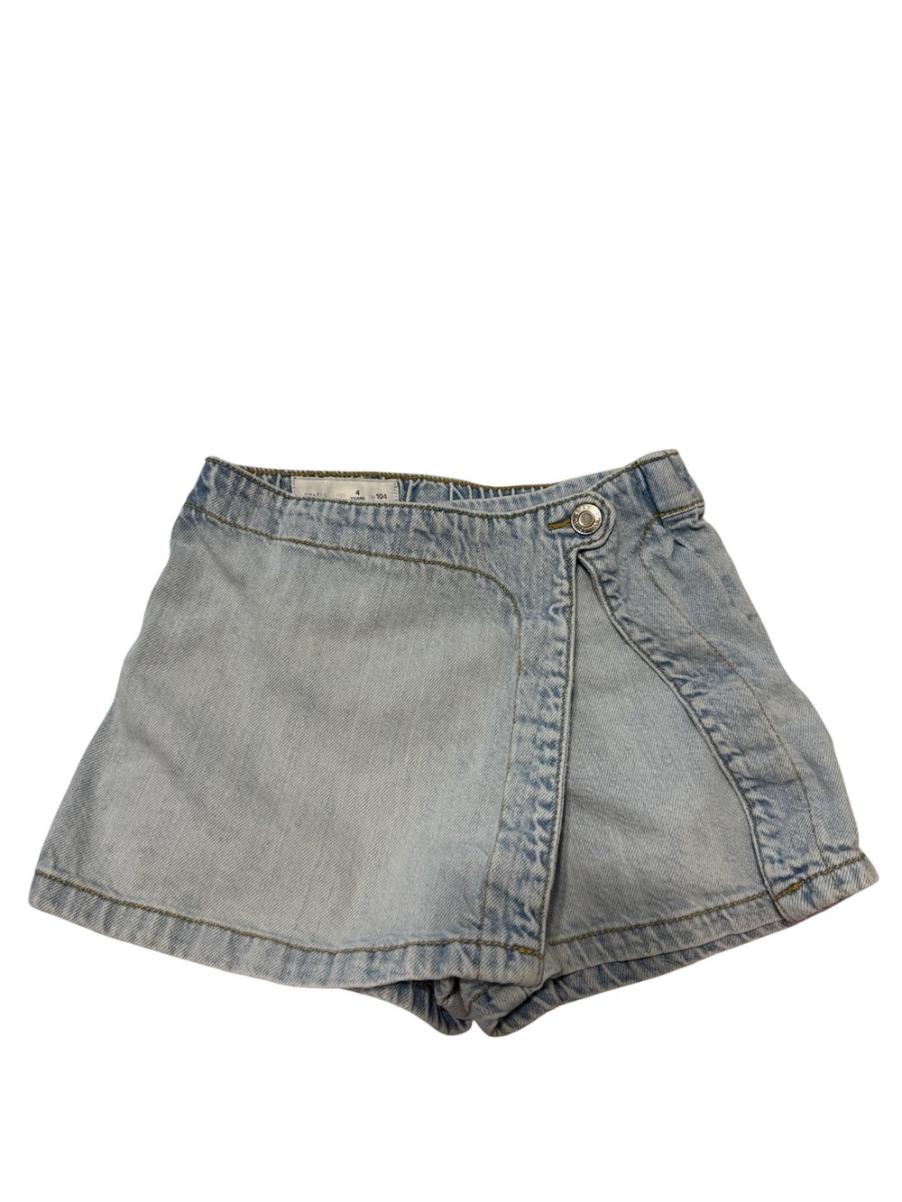 Zara Light Blue Denim Wrap-Front Skort